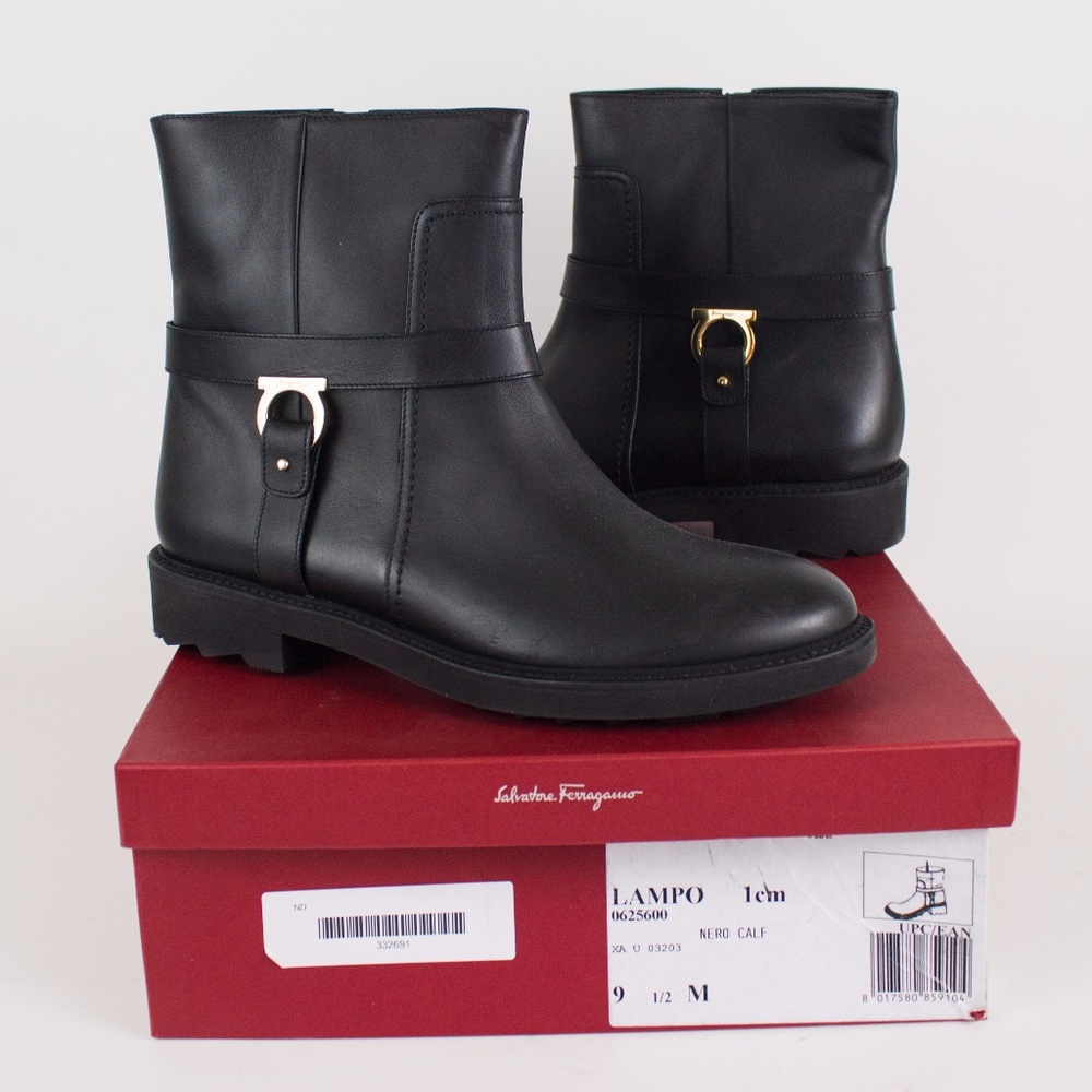 Salvatore Ferragamo Lampo Black Gancio Boots